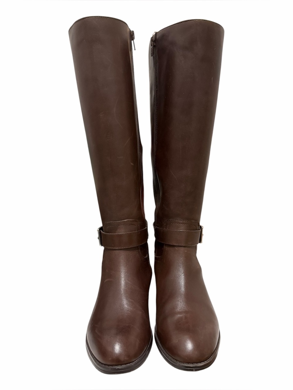 Ralph Lauren Solid Brown Leather Upper Tall Boots